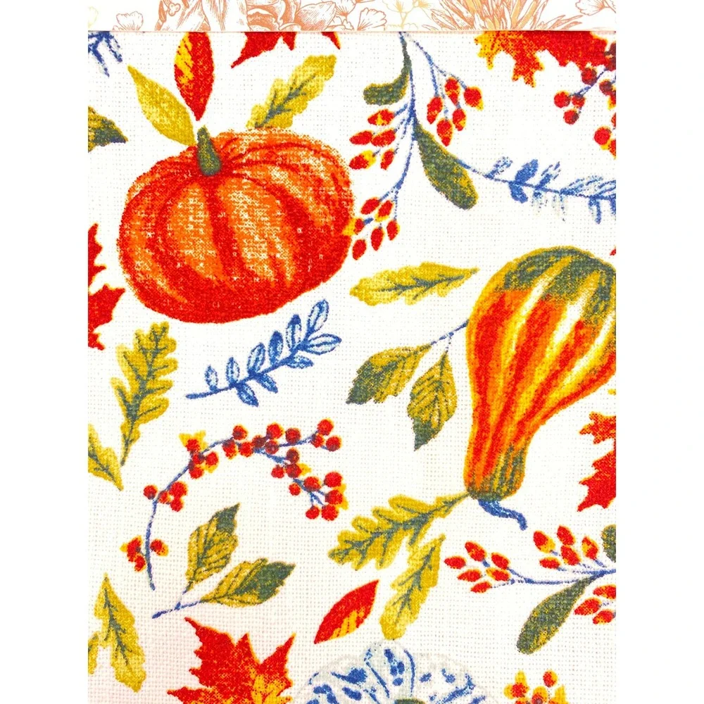 Shabby Chic Placemats (4) 13x19 Pumpkin Plaid Cotton Reversible Thanksgiving